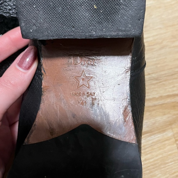 Dior Black Leather Shearling Moto Boots sz 41 - Picture 4 of 12